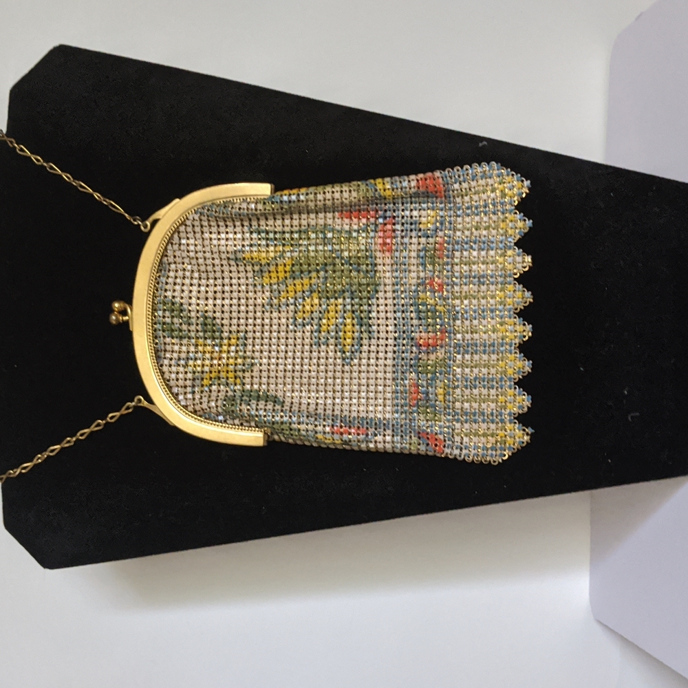 Vintage Whiting and Davis Enameled Mesh Purse 1920s - Picture 2 of 6